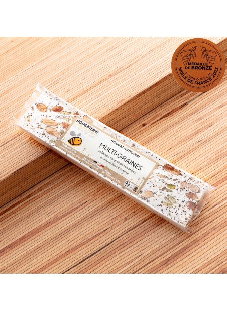 Nougat artisanal naturel multi graine made in France miel Ardeche amande de provence qualite haut de gamme