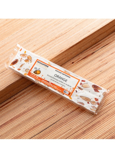 Nougat artisanal naturel orange made in France miel Ardeche amande de provence qualite haut de gamme prestige